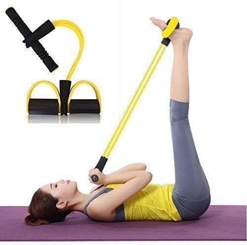 HULISEN Pull Reducer Training Bands – 4 Tubes Body Pedal Exerciser (Crossfit / Full-Body Home Workout Equipment)