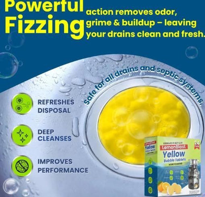 LemonBlast Effervescent Bubble Cleaning Tablets – Deep Degreasing Formula (24 Pack)