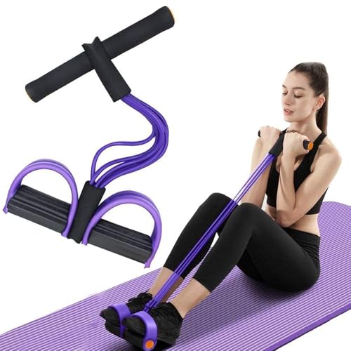 HULISEN Pull Reducer Training Bands – 4 Tubes Body Pedal Exerciser (Crossfit / Full-Body Home Workout Equipment)