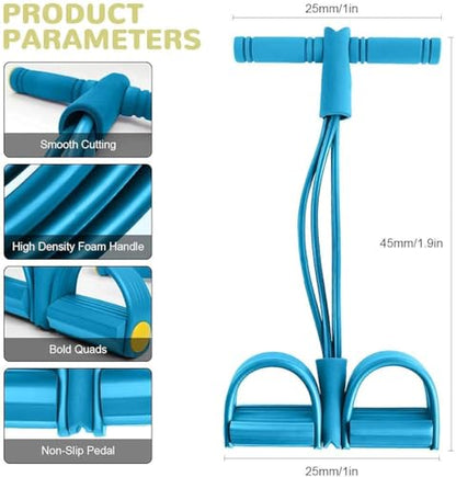 HULISEN Pull Reducer Training Bands – 4 Tubes Body Pedal Exerciser (Crossfit / Full-Body Home Workout Equipment)