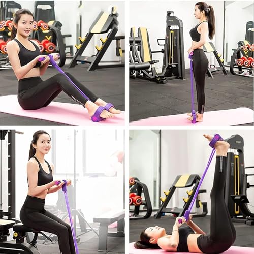 HULISEN Pull Reducer Training Bands – 4 Tubes Body Pedal Exerciser (Crossfit / Full-Body Home Workout Equipment)