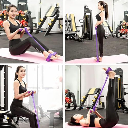 HULISEN Pull Reducer Training Bands – 4 Tubes Body Pedal Exerciser (Crossfit / Full-Body Home Workout Equipment)