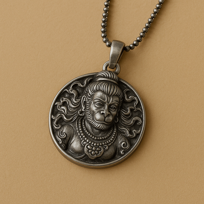 Hanuman Ji Pendant Oxodaised Silver Chain