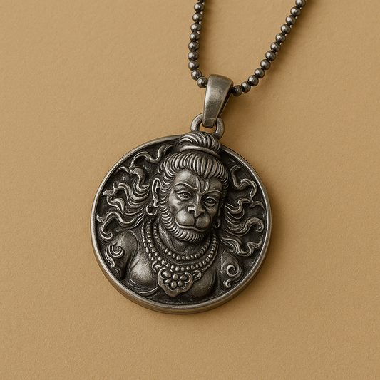 Hanuman Ji Pendant Oxodaised Silver Chain